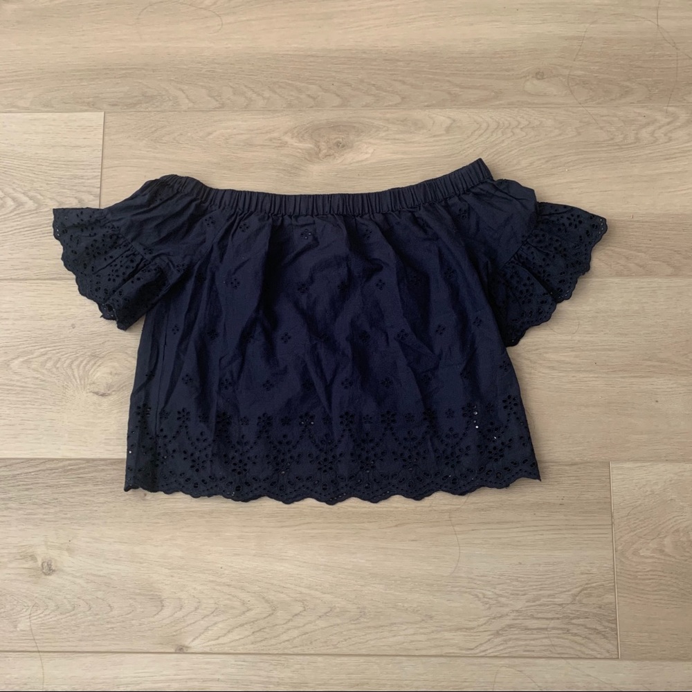 Madewell off the shoulder navy top